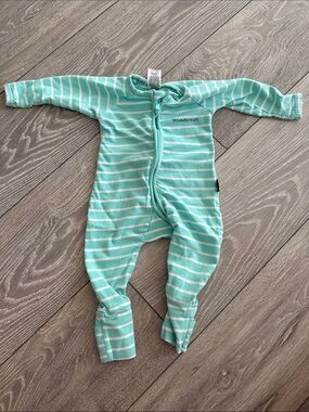 Bonds Wondersuit Mint Green & White Stripe Footed One-Piece